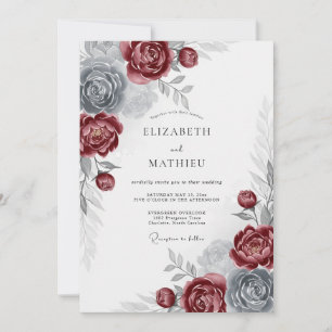 Invitation Mariage d'hiver royal burgundy