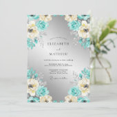 Invitation Mariage d'hiver royal sarcelle (Debout devant)