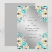 Invitation Mariage d'hiver royal sarcelle (Devant / Derrière)