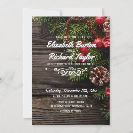 Invitation Mariage d'hiver rustique (Devant)