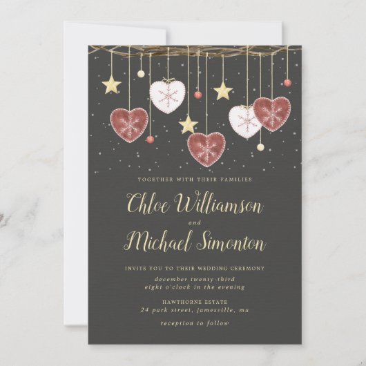Invitation Mariage d'hiver rustique au coeur du pays (Devant)