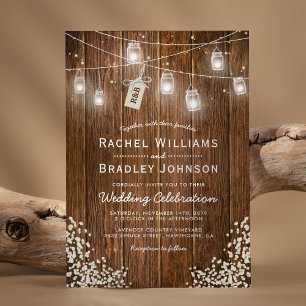 Invitation Mariage d'hiver rustique avec pot de bébé Respirat
