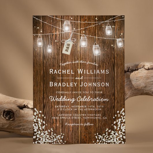 Invitation Mariage d'hiver rustique avec pot de bébé Respirat