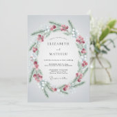 Invitation Mariage d'hiver rustique cramoisi (Debout devant)