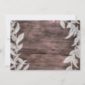 Invitation Mariage d'hiver rustique feuilles blanches et arge (Dos)