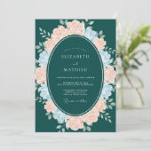 Invitation Mariage d'hiver sarcelle foncé poli (Debout devant)