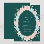 Invitation Mariage d'hiver sarcelle foncé poli (Devant / Derrière)