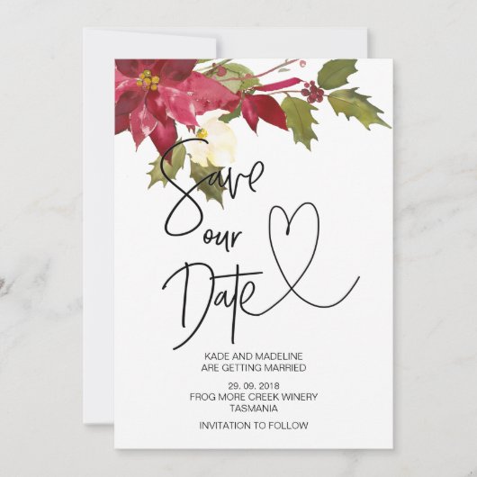 Invitation Mariage d'hiver Sauvegarder notre date Noël (Devant)