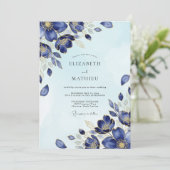 Invitation Mariage d'hiver scintillant indigo (Debout devant)