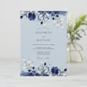 Invitation Mariage d'hiver serein bleu marine (Debout devant)