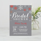 Invitation Mariage d'hiver Shower Rouge Flocon de Neige Gris (Debout devant)