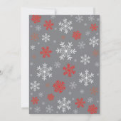 Invitation Mariage d'hiver Shower Rouge Flocon de Neige Gris (Dos)