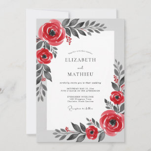 Invitation Mariage d'hiver solennel rouge