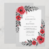 Invitation Mariage d'hiver solennel rouge (Devant / Derrière)