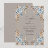Invitation Mariage d'hiver solennel taupe (Devant / Derrière)