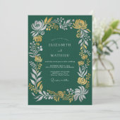 Invitation Mariage d'hiver solennel vert forêt (Debout devant)