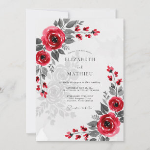 Invitation Mariage d'hiver sophistiqué cramoisi