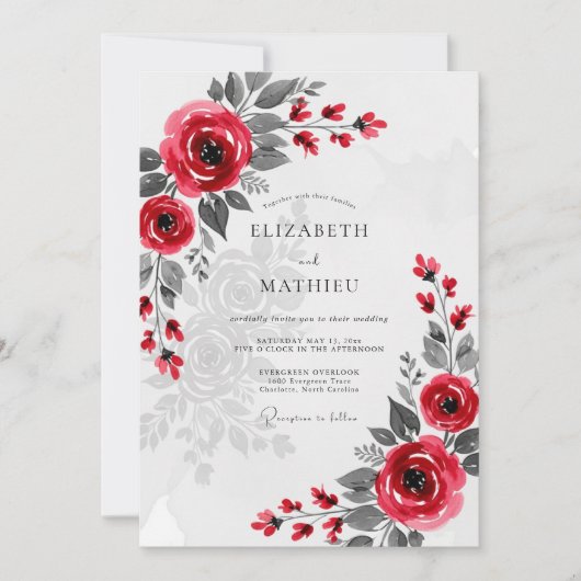 Invitation Mariage d'hiver sophistiqué cramoisi (Devant)