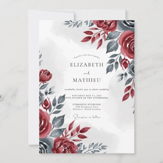 Invitation Mariage d'hiver sophistiqué en Bourgogne (Devant)