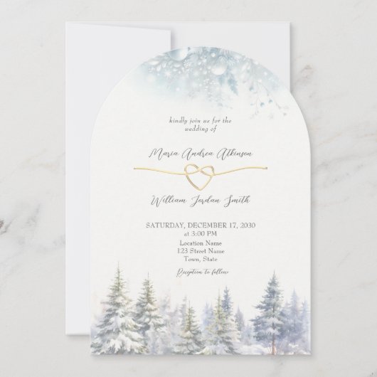 Invitation Mariage d'hiver sous les pins (Devant)