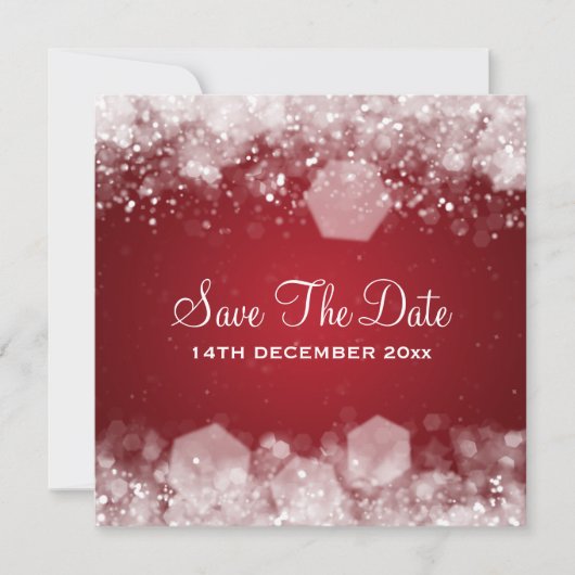 Invitation Mariage d'hiver Sparkling nuit rouge (Devant)