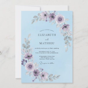 Invitation Mariage d'hiver splendide bleu ciel