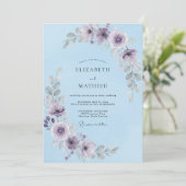 Invitation Mariage d'hiver splendide bleu ciel (Debout devant)