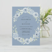 Invitation Mariage d'hiver splendide bleu poussiéreux (Debout devant)