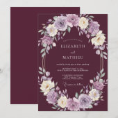 Invitation Mariage d'hiver statuaire au prune (Devant / Derrière)