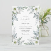 Invitation Mariage d'hiver sublime bleu poussiéreux (Debout devant)