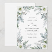 Invitation Mariage d'hiver sublime bleu poussiéreux (Devant / Derrière)