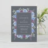 Invitation Mariage d'hiver sublime gris ardoise (Debout devant)