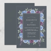 Invitation Mariage d'hiver sublime gris ardoise (Devant / Derrière)