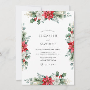 Invitation Mariage d'hiver traditionnel rouge