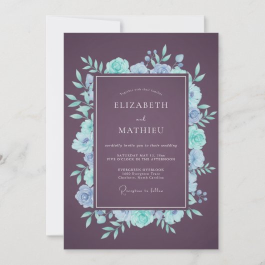 Invitation Mariage d'hiver tranquille au plum (Devant)