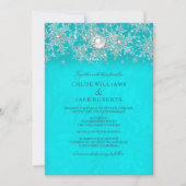 Invitation Mariage d'hiver Turquoise Crystal Pearl Flocon de  (Devant)