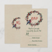 Invitation Mariage d'hiver Vacances de Noël Holly Berry Bird (Devant / Derrière)