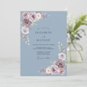 Invitation Mariage d'hiver velouté bleu ardoise (Debout devant)