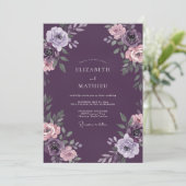 Invitation Mariage d'hiver velouté prune (Debout devant)