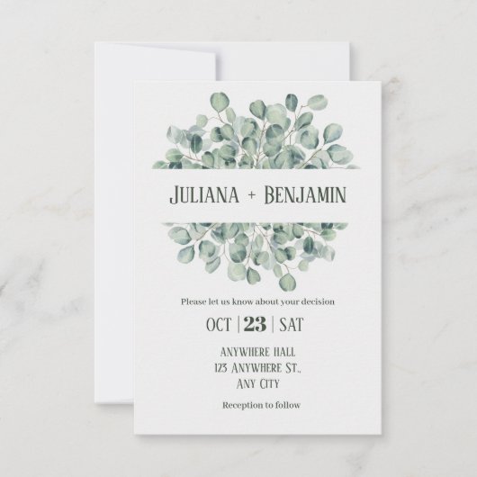 Invitation Mariage d'hiver vert clair (Devant)