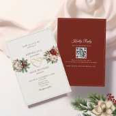 Invitation Mariage d'hiver vert et rouge de pin