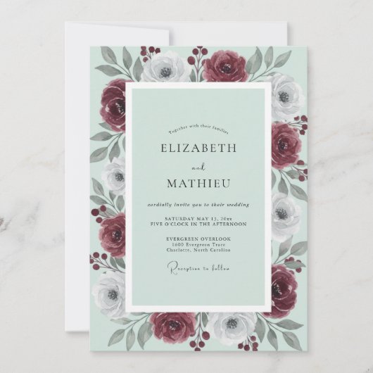 Invitation Mariage d'hiver vert menthe luxuriant (Devant)