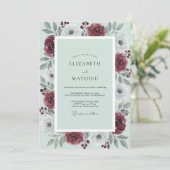 Invitation Mariage d'hiver vert menthe luxuriant (Debout devant)