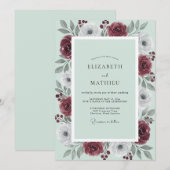 Invitation Mariage d'hiver vert menthe luxuriant (Devant / Derrière)