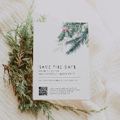 Invitation Mariage d'hiver Vert QR Code Enregistrer la date