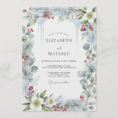 Invitation Mariage d'hiver vert sauge givré (Devant)