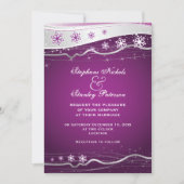Invitation Mariage d'hiver violet, gris argenté (Devant)