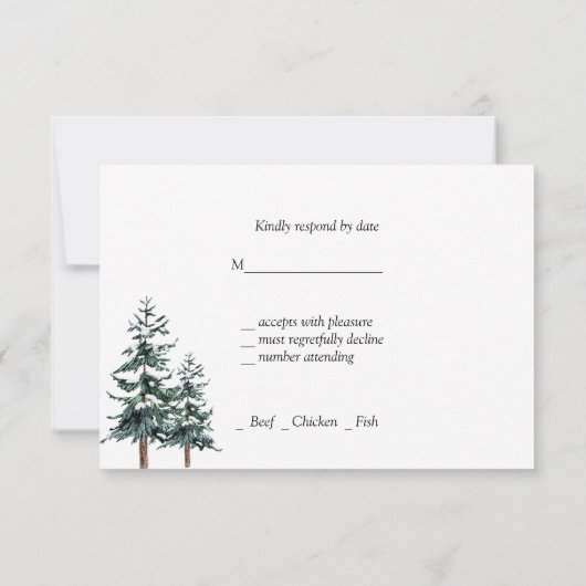 Invitation Mariage d'hiver White Birch Forest Pine Trees (Dos)