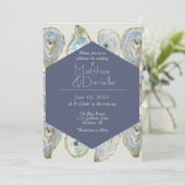 Invitation Mariage d'huîtres aquarelle - bleu-duché (Debout devant)