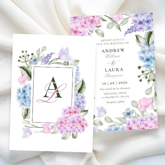 Invitation Mariage d'hydrangée florale esthétique